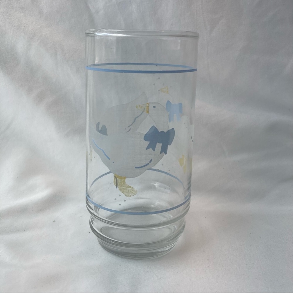Vintage White Country Goose Aunt Rhody Replacement Glass Cup Cottagecore 90s Bow